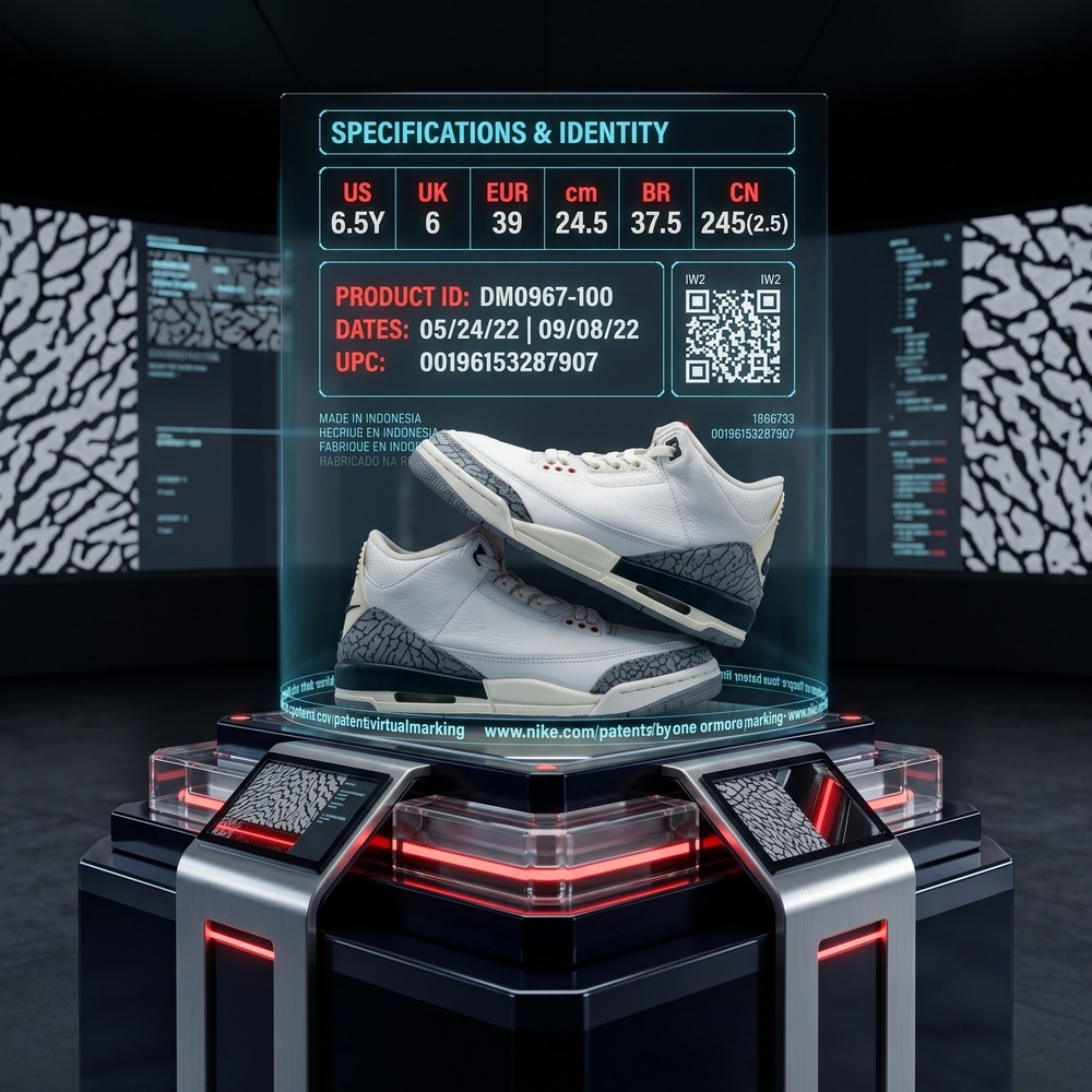 Air Jordan 3 Retro GS White Cement Reimagined DM0967-100 Size 6.5Y‎